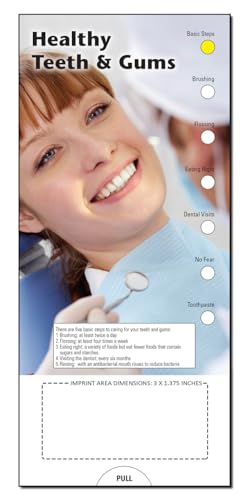ZOCO - Healthy Teeth & Gums Slide Chart - Custom Promotional Item (Pack of 250) - Oral Health Care Guide - Dentists, Dental Hygienists Handout, Brochure, Pamphlet - 3.75 x 8.5 in.