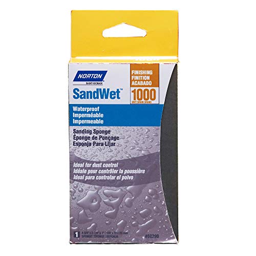 Norton Sanding Sponge, WetWall Extra Fine Grade 1000 Grit Sandpaper Sanding Sponge, Sandpaper Alternative, Pack of 20