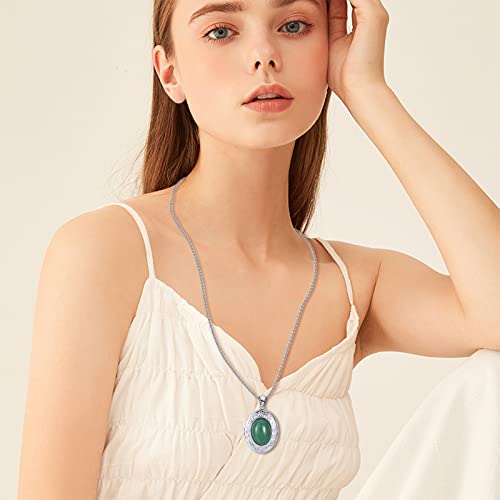 Gorache Green Aventurine Locket Necklaces Personalized Holding Pictures Photo Gemstone Locket Pendant Necklace Jewelry Gift For Women Girls Lovers #TOP1