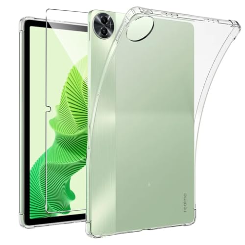 Funda para Realme Pad 2 + Protector Pantalla, Weideworld Ultra Fina Silicona Transparente TPU Carcasa Airbag Anti-Choque Anti-arañazos Case