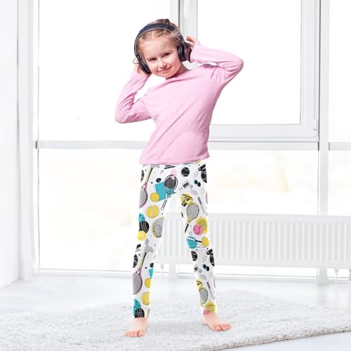 Tennis Abstract Design Girls Leggings Soft Stretch Workout Yoga Dance Pants for Kids Casual Tights4