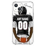 VNGDA Custom Name & Number Crystal Clear Football Case for iPhone 17 Pro Max 16 15 Plus 14 13 Mini 12 11 Xs Max Xr SE3，with 4 Shockproof Corners Customized Transparent Case(Atlanta)