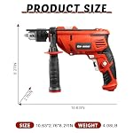 Enventor Hammer Drill with 9 Bits, Variable Speed, 900W, 1/2" Chuck, Corded - Image 2