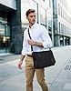Leathario Umhängetasche Herren 15,6 Zoll, Messenger Bag aus Echtleder und Canvas, Arbeitstasche Studententasche Laptoptasche Zoll Schultertasche Kuriertasche Collegetasche Uni Studenten,Arbeit Schwarz #1