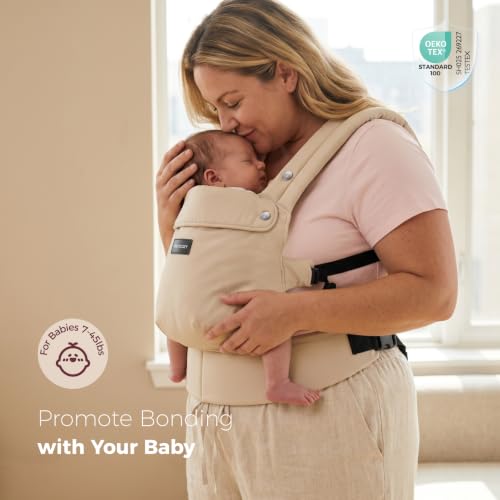 Image of Momcozy Baby Carrier - Ergonomic, Cozy and Lightweight Carrier for 7-45lbs, Effortless to Put On, Ideal for Hands-Free Parenting, Enhanced Lumbar Support, Purehug, Extended Fit (45 inch-69 inch Waist), Khaki