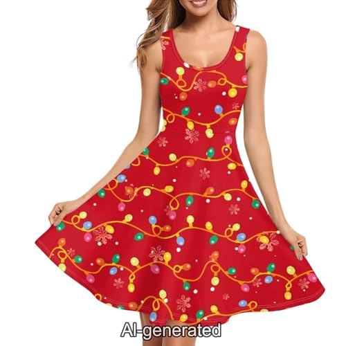 Image of Dreaweet Casual Sleeveless Dresses for Women Girls, Round Neck Tank Dresses with Pockets Summer Sundress Size XS-4XL