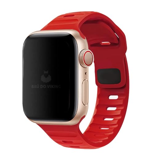Pulseira Silicone Action Esportiva Compatível com Apple Watch (42/44/45/49mm, Vermelho)