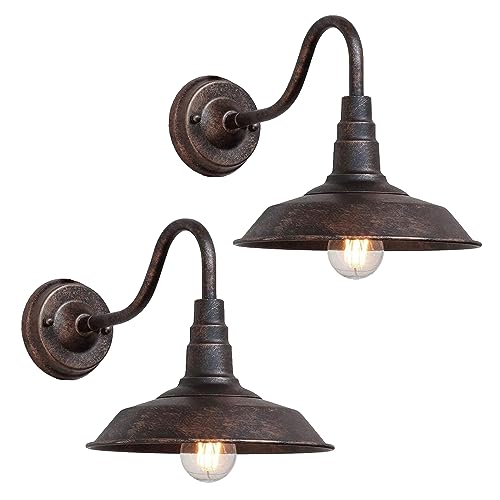RIIGOOG 2-Pack Outdoor Gooseneck Barn Light 10