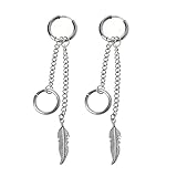 ピアス フェザー 羽根 両耳 ダブルリング フープ チェーン 韓国 人気アクセサリー