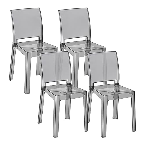 Baroni Home Lot de 4 Chaises en Polycarbonate pour la Salle à Manger, Chaises Modernes Démontables en 2 Parties avec Assise Ergonomique et Dossier Incurvé, Chaise de...
