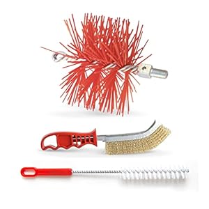 BARETTO Schoorsteenreinigingsset – Een 130 millimeter lange nylon borstel – 1 multifunctionele ronde borstel – 1 handmatige staalborstel voor algemene reiniging
