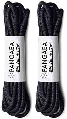 PANGAEA [4 Laces] 2-Pair Pack Waxed Round Oxford Shoe Laces for Dress Shoes Chukka 3/32Inch Thin(#01 Black,30in (76cm))