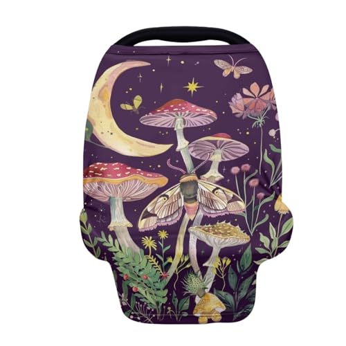 Image of Youngerbaby Mushroom Nursing Cover Breastfeeding Soft Infant Carseat Canopy Stretchy Breathable Cover for Stroller High Chair Shopping Cart Canopies