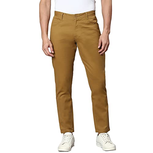 Image of Hubberholme Men's Tapered Fit Cotton Trousers, Ankle Length Button Closure Chinos