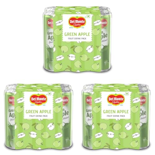 Image of Del Monte Green Apple Fruit Drink (Pack of 18) - Crisp, Tangy & Ideal for Mocktails & Cocktails |No added preservatives