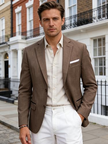 Image of Barry.Wang Mens Casual Blazer Suit Jacket Two Buttons Sport Coat Lightweight Homecoming Business Daily Wedding Dress
