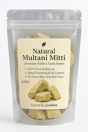 Image of Livshine Natural Multani Mitti | Stone Form | Fuller's Earth /Calcium Bentonite Clay | for All Skin Type | Face Pack And Hair Pack | (Stone 370 Gram, Stone)