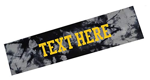 Funny Girl Designs Tie Dye Headband Personalized with your CUSTOM VINYL Text - 2.25 Inches Wide & LIGHTWEIGHT (BLACK)