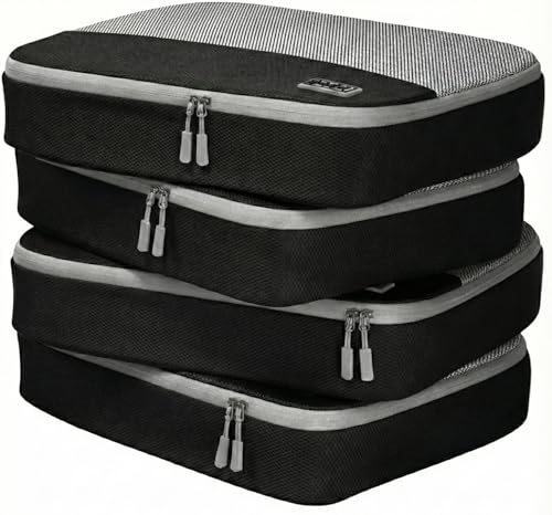 Image of Dot&Dot Large Packing Cubes for Travel - Durable Mesh & Honeycomb Fabric Suitcase Organizer with Zipper Closure, Lightweight Expandable Clothes Bags for Carry On Luggage, 4 Pack Set