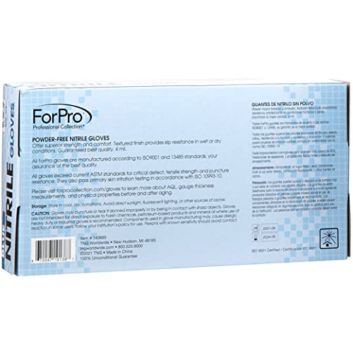 Image of ForPro Disposable Nitrile Gloves, Chemical Resistant, Powder-Free, Latex-Free, Non-Sterile, Food Safe, 4 Mil
