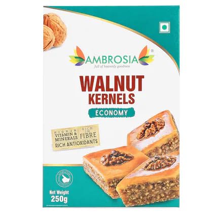 Ambrosia Walnuts Kernels Economy Light Brown Halves 250g (Pack of 2)