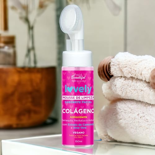 Sabonete Facial Mousse Espuma de Limpeza Colágeno Face Beautiful Vegano 150ml