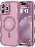 CAPRARO Cute for iPhone 15 Pro Max Case, Compatible with MagSafe, [Curly Wave Edge] [Full Camera Protection] [14 FT Drop Protection] Magnetic Phone Case for 15 Pro Max 6.7 Inch, Black Currant