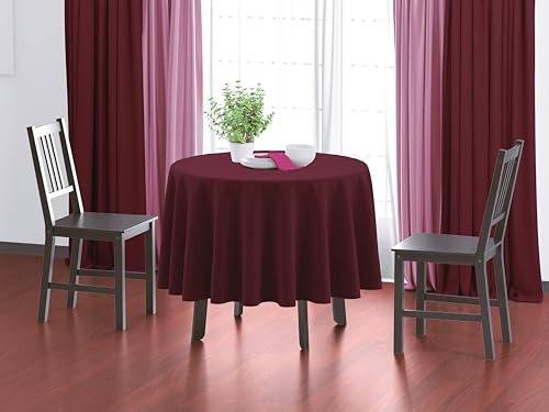 Image of HOME COLORS.IN Plain Solid Cotton 4 Seater Round Table Cover - Durable - Machine Washable - Every Day use Dining Table Cloth - 60 x 60 Inch - Maroon