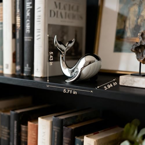 Figura Decorativa de Ballena Cerámica Plateada miniatura 3