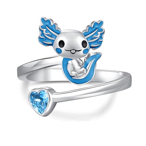 Bague Axolotl bleu en argent pour sublimer vos tenues d'été décontractées