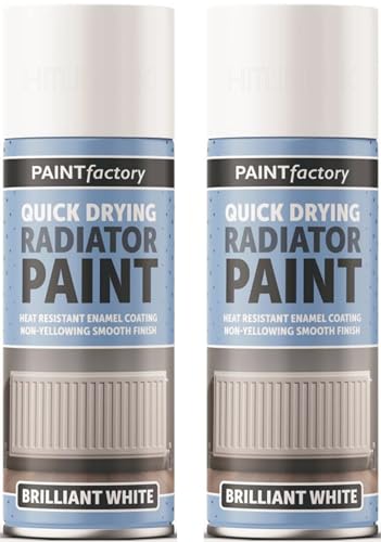 HitlineUK 2 X 400ML Radiator Paint White Quick Drying Heat Resistant Enamel Coating