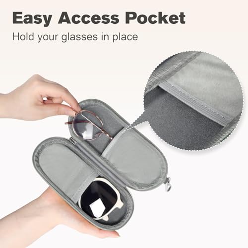 Image of Double Eyeglasses Case, Dual Glasses Sunglasses Organizer with Zipper Closure, Eyewear Storage Box for Men Women Travel
