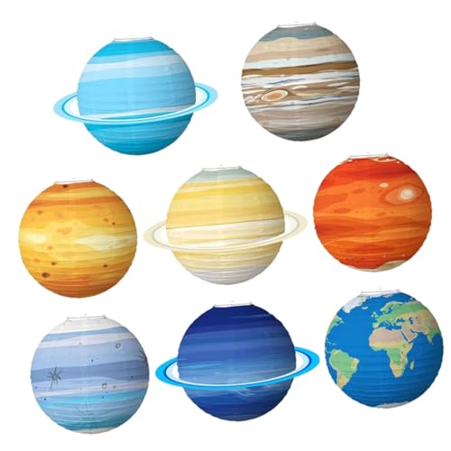 Zerodeko Farolillos de Papel Estrellados Colgantes Pack 8 Unidades Colores Variados Marrón Rojo Azul Dorado Azul Oscuro Amarillo para Decoración de Fiestas Infantiles Cumpleaños y Aulas