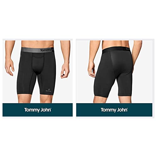 Tommy John Men’s Underwear – 360 Sport Boxer Briefs With Contour Pouch And Longer 8" Inseam – Moisture Wicking, Sport Underwear Prevents Wedgies Black #TOP1