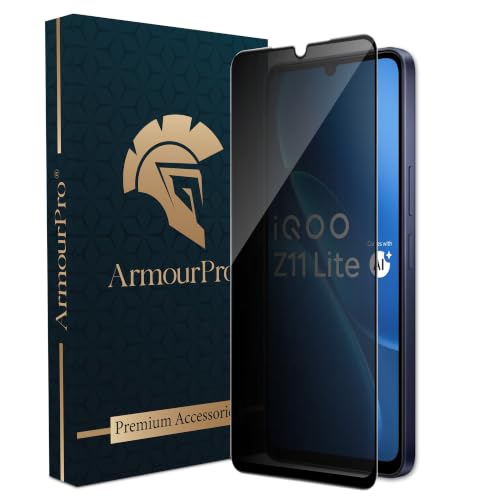Image of ArmourPro Privacy Tempered Glass for IQOO Z11 Lite - Anti-Spy Anti Peeping Screen Protector, 9H Hardness, Edge-to-Edge Coverage, Ultra Thin, Bubble-Free Installation Kit | Black