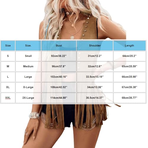 Women Fringe Vest Tops Vintage Western Classic Faux Suede Leather Open Front Sleeveless Cardigan 70s Cowboy Jacket3