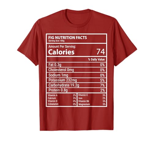 Fig Nutrition Facts Funny Minimal Fruit Chart Design T-Shirt