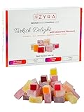 ZYRA Turkish Delight - Woman Owned Brand - Luxury with Assorted Fruit - Rose, Strawberry, Raspberry, Blackberry, Lemon, Orange - Authentic Premium Lokum Confectionery - Gifts for Everyone (16 OZ)
