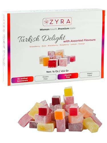 ZYRA Turkish Delight - Woman Owned Brand - Luxury with Assorted Fruit - Rose, Strawberry, Raspberry,...