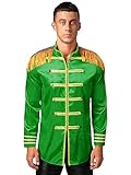 Agoky Mens Adults Fancy Dress Hippie Music Star 1960s Halloween Xmas SGT Pepper Jacket Green X-Large