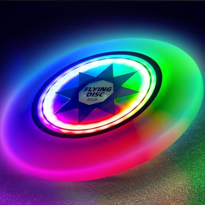 Ultimate Flying Disc, Rechargeable LED Flying Disc, 25 RGB LEDs & 14 Modes, Extremely Bright, Perfect for Men/Boys/Teens/Children's Birthday and Camping Gifts 175g frisbee
