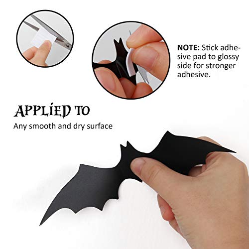 Coogam 60Pcs Halloween Bats Decoration, 4 Different Sizes Realistic Pvc Black 3D Scary Bat Sticker For Home Decor Diy Wall Decal Bathroom Indoor Hallowmas Party Supplies #TOP4