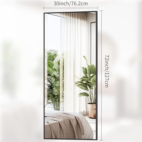 Image of DESBING Black Bathroom Mirror for Wall, 72x30 Inch Rectangle Mirrors with Metal Frame, Modern Vanity Wall Mirror Decor for Entryway Hangs, Bathroom Living Room Horizontal or Vertical