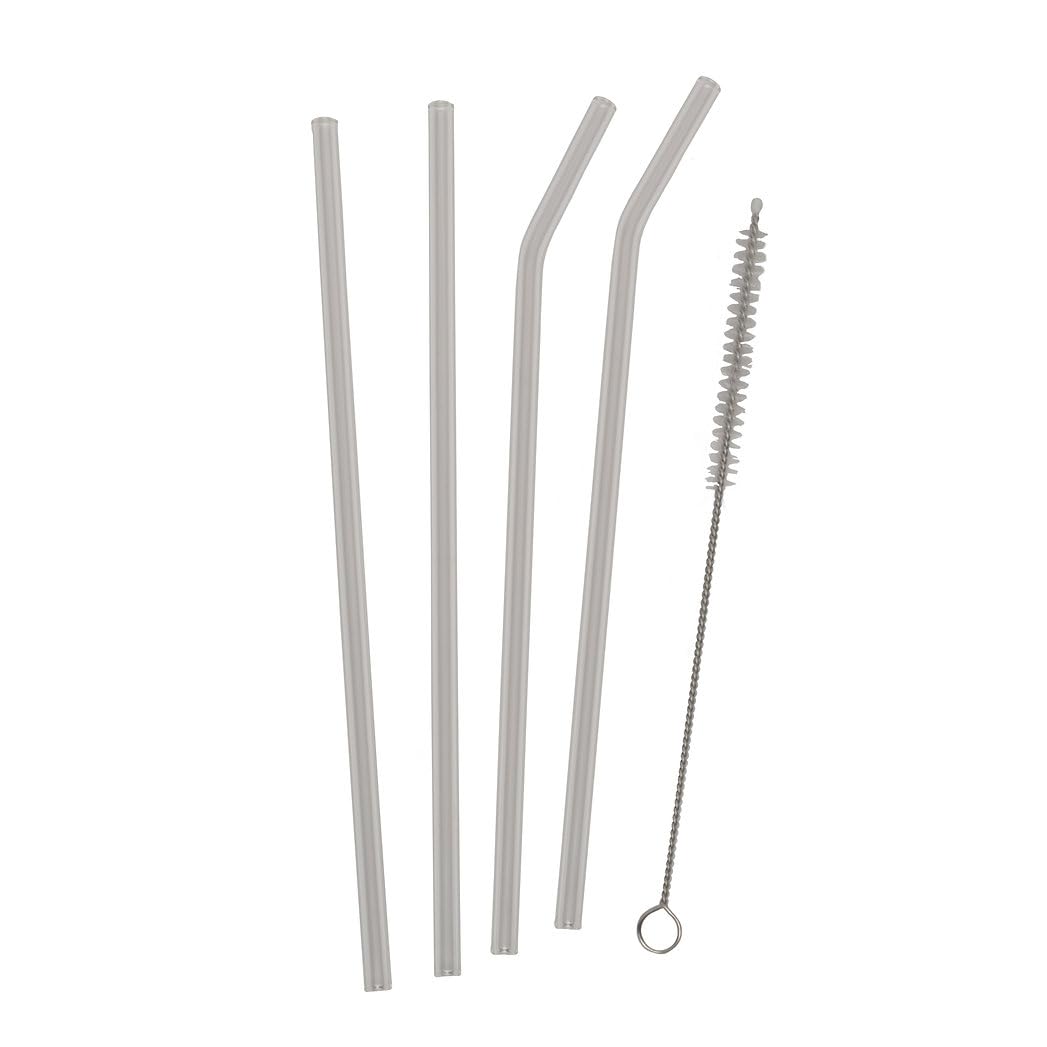 Reusable Glass Straws With A Brush; Set of 5