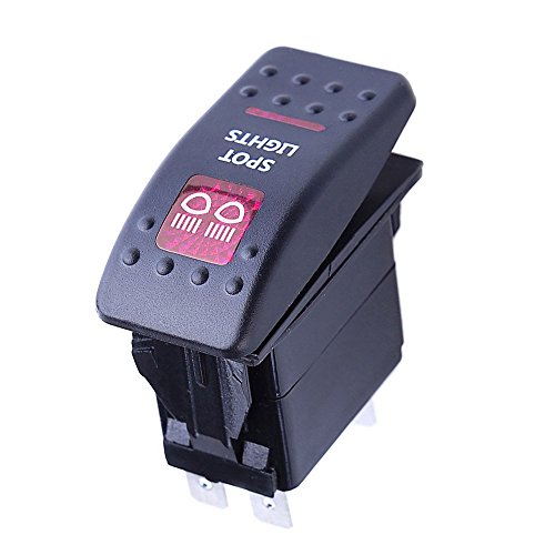 Mintice Auto 12V 20A Led Rosso Luce Pannello Interruttore a Bilanciere Interruttore a Levetta Pulsante Cruscotto Impermeabile Camion 5Pin Rear Light