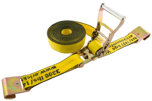 Erickson 78527 2" x 27' 10,000 lbs Load Limit Ratcheting Tie-Down Strap with Flat Hooks , Yellow #1