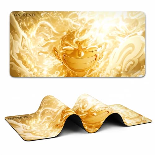 Image of ON TREND Anime Series Printed Mouse pad with Anti-fray Stitching, Waterproof Surface & Non-Slip Rubber Base Gaming Mouse Mat for Laptop, Computer & Desk (Large Extended -23x11 Inch) (Fire Luffy)