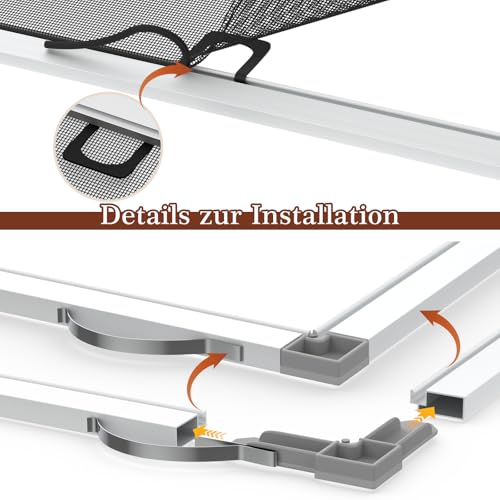 Yotache 2 sets Fliegengitter Fenster mit Rahmen Fliegenschutz 118x118cm Fenster Fliegengitter mit Alurahmen, Schneidbar, Bausatz zur Selbstmontage (Silberner Rahmen)