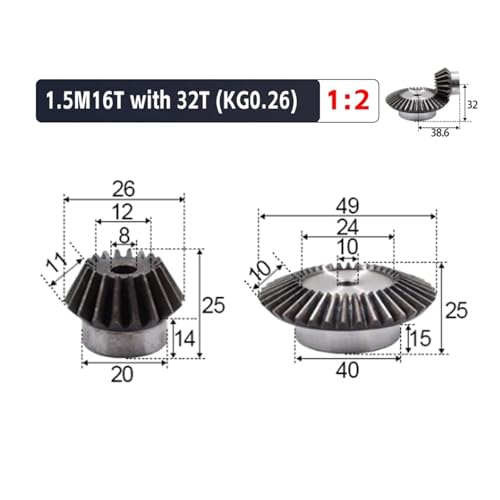 Engrenage conique 1.5 module 10mm pour résoudre les déviations d'axe