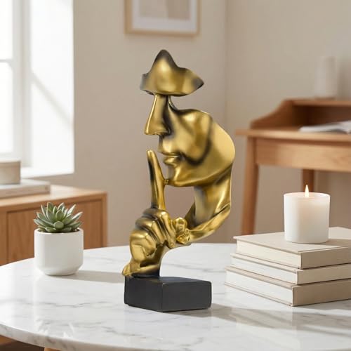 Estatua Abstracta de Silencio Moderno en Resina Dorada 27 cm miniatura 4